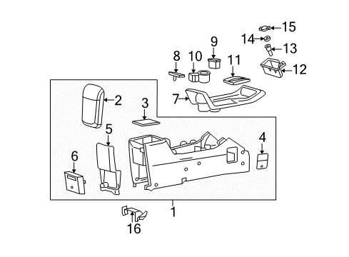 2005 Mercury Mariner Center Console Rear Cup Holder Diagram for 5L8Z-7813562-AAD