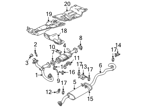 1997 Chevrolet S10 Exhaust Components 3Way Catalytic Convertor Diagram for 25152875