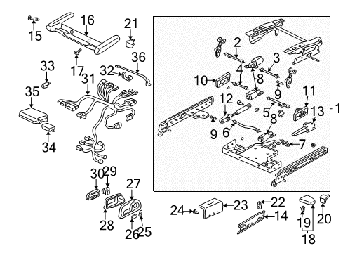 2000 Cadillac DeVille Tracks & Components SWITCH, Front Seat Lumbar Diagram for 25710664