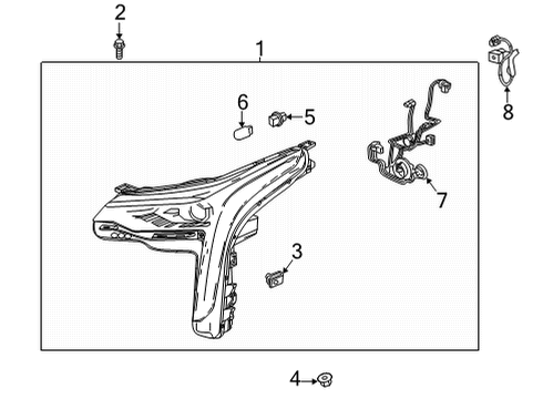 2020 Cadillac CT4 Headlamp Components Composite Headlamp Diagram for 84810999