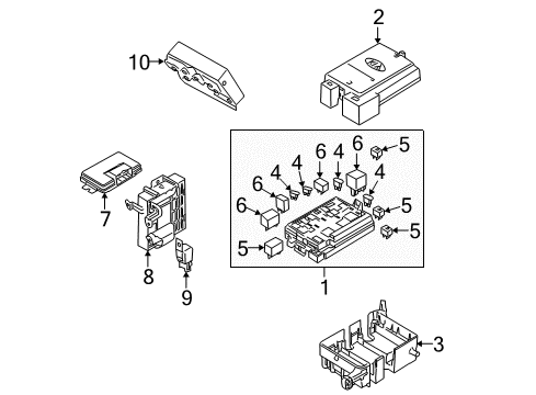 2005 Kia Sportage Anti-Theft Components Engine Room Junction Box Body Assembly Diagram for 919511F210