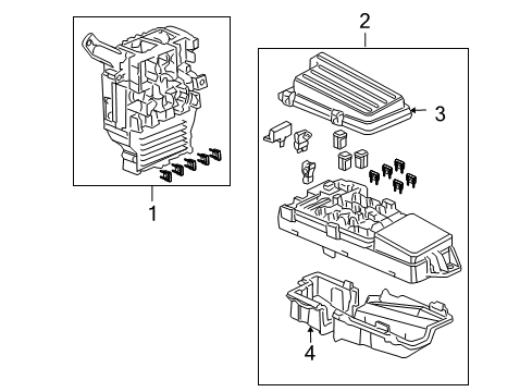 2003 Honda Accord Electrical Components Box Assembly, Relay Diagram for 38250-SDA-A01