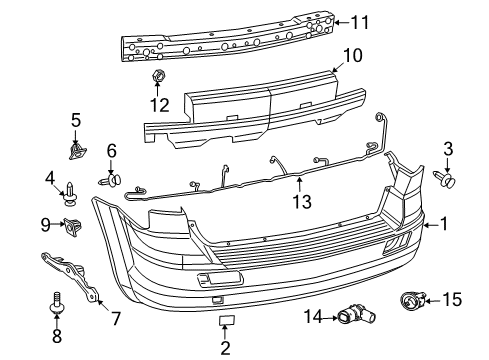 2020 Dodge Journey Bumper & Components - Rear Rear Bumper Cover Diagram for 1SU15TZZAG