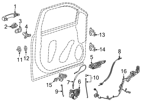 2020 Chevrolet Silverado 1500 Front Door Lock Rod Diagram for 84059163