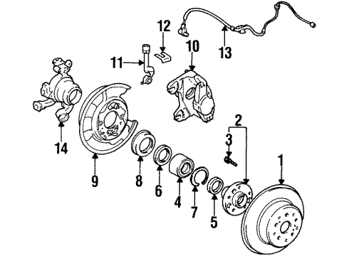 1993 Toyota Supra Anti-Lock Brakes Caliper Diagram for 47750-14280