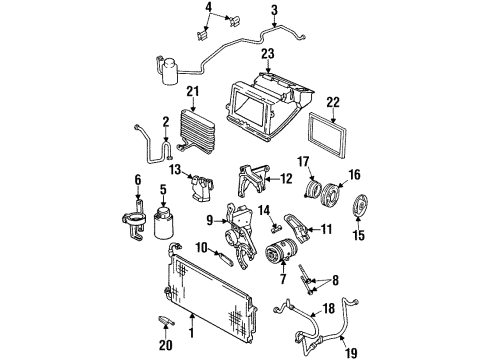 1997 Pontiac Grand Am Condenser, Compressor & Lines, Evaporator Components Bracket-Generator & Drive Belt Tension Diagram for 24573852