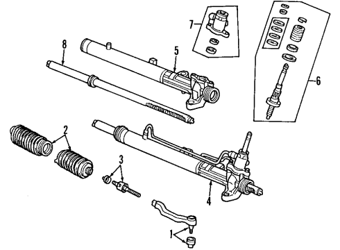 2002 Honda Civic P/S Pump & Hoses, Steering Gear & Linkage Valve Sub-Assy., Steering Diagram for 53641-S5P-G01