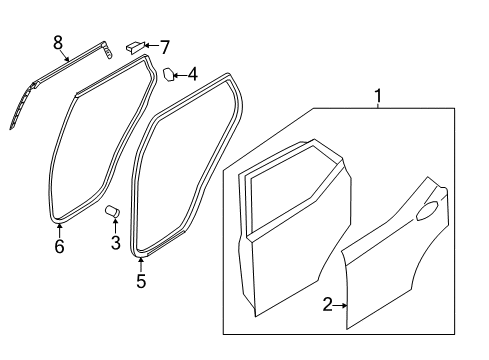 2013 Hyundai Santa Fe Rear Door Weatherstrip Assembly-Rear Door Upper RH Diagram for 83160-B8000