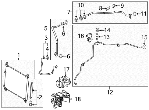 2019 Lexus RX450h A/C Condenser, Compressor & Lines Tube Sub-Assembly, Suction Diagram for 88707-0E041