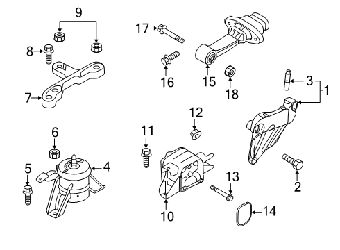 2019 Hyundai Veloster N Engine & Trans Mounting Engine Mounting Support Bracket Diagram for 21825-S0000