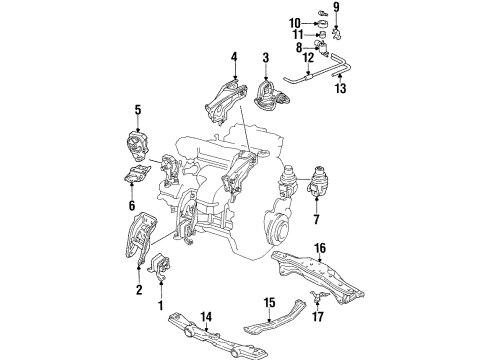 1995 Honda Odyssey Engine & Trans Mounting Bracket, RR. Engine Mounting Diagram for 50827-SX0-A00