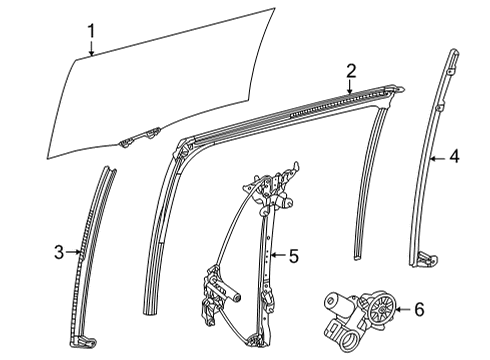 2021 Toyota Sienna Front Door Glass & Hardware Front Guide Diagram for 67405-08010