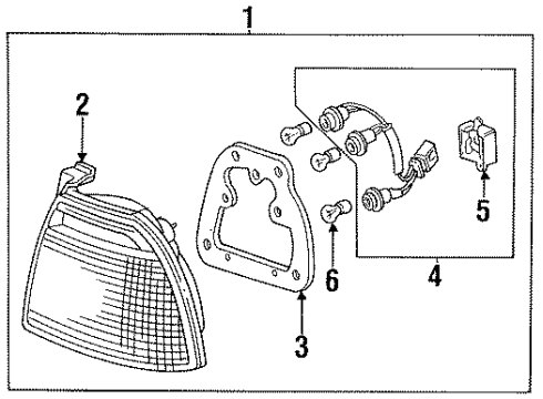 1995 Honda Accord Tail Lamps Taillight Assy., R. Diagram for 33500-SV4-A02