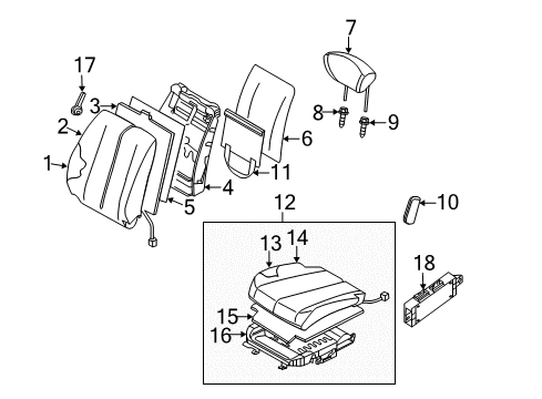 2004 Nissan Murano Front Seat Components Cushion Assembly - Front Seat Diagram for 87350-CA40B