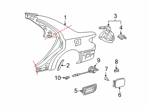 2004 Lexus ES330 Fuel Door Lock Assy, Fuel Lid W/Motor Diagram for 77030-33050