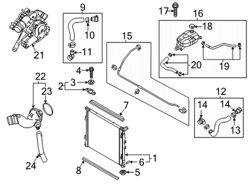 2020 Hyundai Sonata Radiator & Components Reservoir Tank Assembly Diagram for 25429-L0250