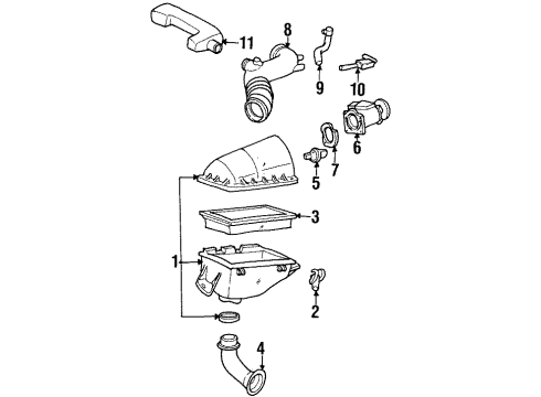 2000 Lincoln Town Car Filters Air Cleaner Assembly Diagram for YW1Z-9600-AA