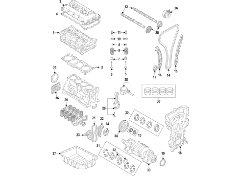 2018 Kia Stinger Engine Parts, Mounts, Cylinder Head & Valves, Camshaft & Timing, Variable Valve Timing, Oil Pan, Balance Shafts, Crankshaft & Bearings, Pistons, Rings & Bearings Gasket-Cylinder Head Diagram for 223112GTB0