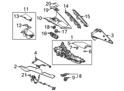 2020 Chevrolet Corvette Center Console Cup Holder Diagram for 84888145