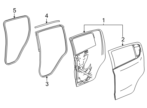 2020 Chevrolet Spark Rear Door Weatherstrip On Body Diagram for 42397864