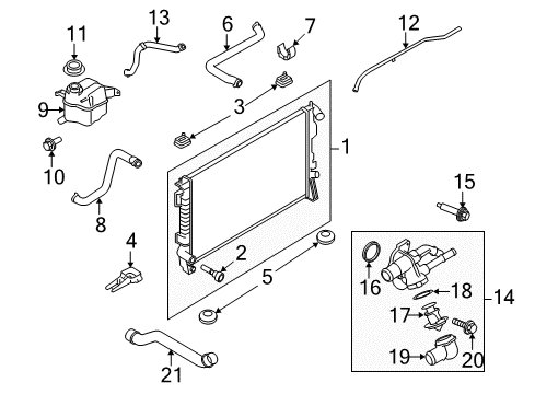 2010 Lincoln MKT Radiator & Components Housing Assembly Diagram for 9T4Z-8A586-BA