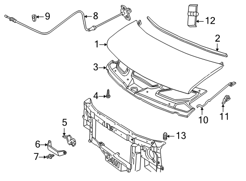 1996 Chevrolet P30 Hood & Components Cable Asm-Hood Primary Latch Release Diagram for 14048590