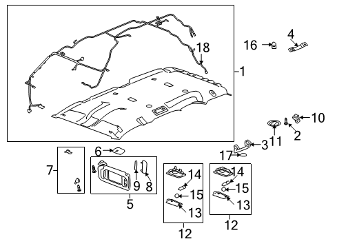 2007 Chevrolet Tahoe Interior Trim - Roof Bulb, Courtesy Lamp Diagram for 19116011