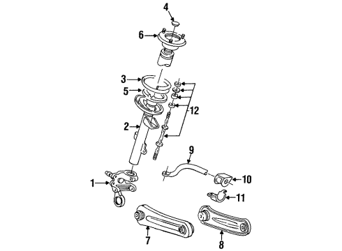 1999 Ford Taurus Rear Suspension Components, Stabilizer Bar Front Lower Control Arm Diagram for F6DZ-5500-AF
