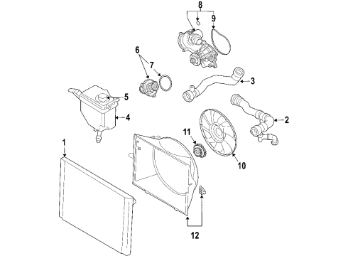 2007 BMW 760Li Cooling System, Radiator, Water Pump, Cooling Fan Fan Shroud Diagram for 17117507978