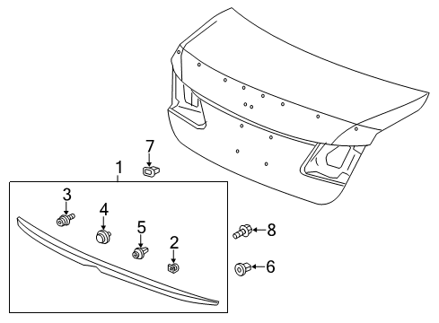 2014 Honda Accord Trunk Lid - Spoiler Spoiler Assembly, Trunk (White Orchid Pearl) Diagram for 71700-T3V-A01ZB