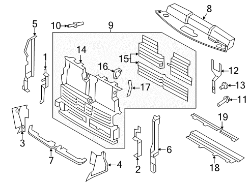 2017 Ford Edge Air Deflector - Radiator Support Shutter Diagram for FT4Z-8475-B