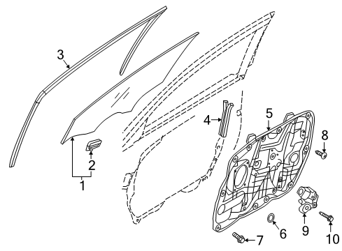 2019 Hyundai Elantra GT Front Door Front Door Window Regulator Right Passenger Diagram for 82481-G3000