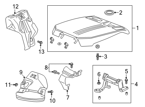 2019 Cadillac CT6 Engine Appearance Cover Heat Shield Diagram for 55493256