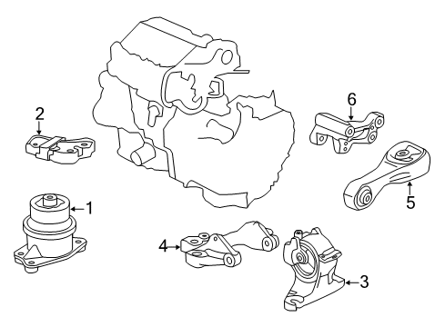 2011 Honda Insight Engine & Trans Mounting Bracket, Engine Side Mounting Diagram for 50620-TM8-003