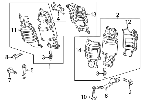 2019 Honda Odyssey Exhaust Manifold Cover A, FR. Primary Converter Diagram for 18120-5J6-A00
