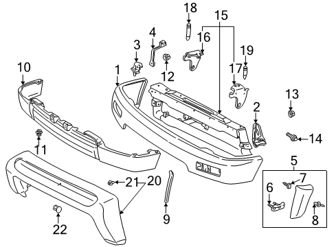 1998 Toyota 4Runner Front Bumper Flare Pin Diagram for 53888-35010