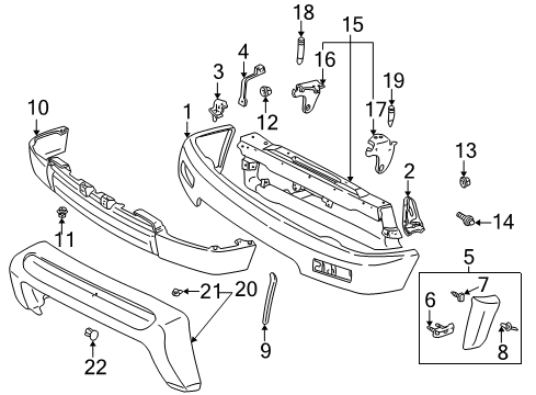 1998 Toyota 4Runner Front Bumper Face Bar Side Bracket Diagram for 52145-35030