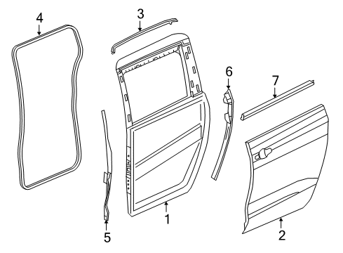 2021 Chrysler Pacifica Door & Components Seal-Rear Door Diagram for 68188807AB