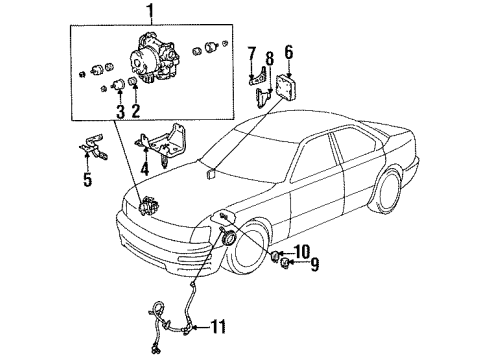 1996 Lexus LS400 Traction Control Components Holder Sub-ASSYSSY Diagram for 44545-33010