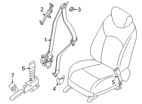 2019 Infiniti QX60 Front Seat Belts Bracket - Front Seat Belt Diagram for 76557-3JA0A