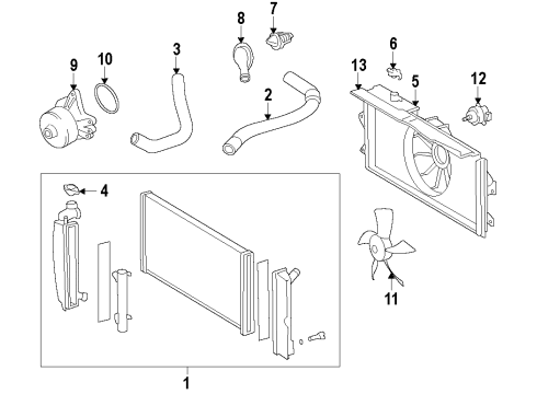 2017 Toyota Corolla Cooling System, Radiator, Water Pump, Cooling Fan Gasket Diagram for 16271-37010