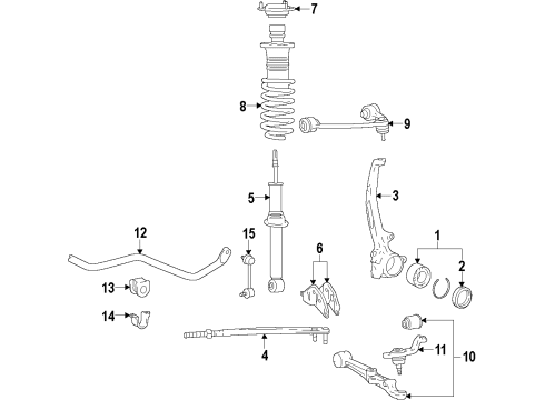 1997 Lexus LS400 Front Suspension Components, Lower Control Arm, Upper Control Arm, Ride Control, Stabilizer Bar Front Lower Ball Joint Assembly Diagram for 43340-59036