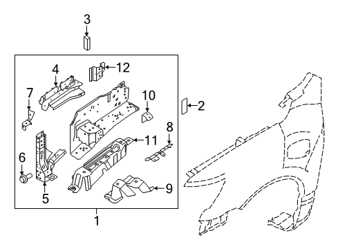 2019 Nissan Titan XD Inner Components - Fender Screw Diagram for 08157-0252F