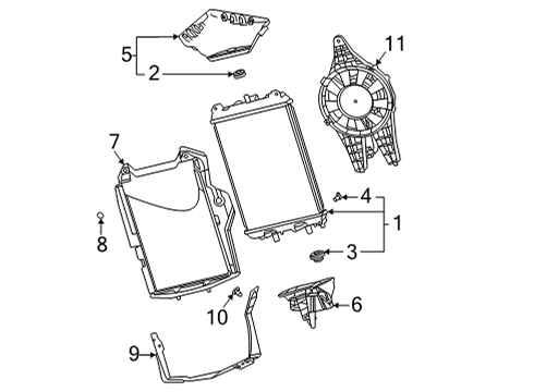 2020 Chevrolet Corvette Radiator & Components Upper Bracket Diagram for 23321733