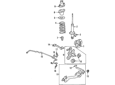 2005 Acura RSX Rear Suspension Components, Upper Control Arm, Stabilizer Bar Holder, Left Rear Stabilizer Bush Diagram for 52309-S6M-000