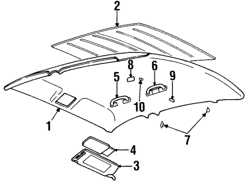 1995 Oldsmobile Aurora Interior Trim - Roof Ret Front Side Door Roof Rail Assist Handle Diagram for 22590539