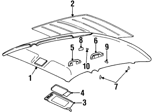 1995 Oldsmobile Aurora Interior Trim - Roof Mirror Asm, Sunshade Illuminate *Gray Diagram for 12537494