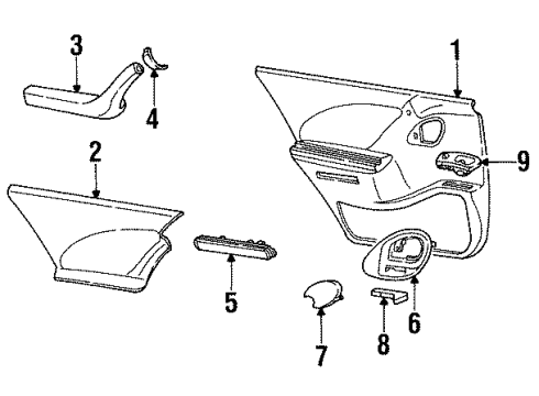 1997 Pontiac Bonneville Interior Trim - Rear Door ARMREST, Rear Side Door Armrest Diagram for 16672565