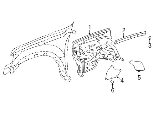2006 Toyota Sequoia Inner Components - Fender Lower Seal Diagram for 53736-0C020