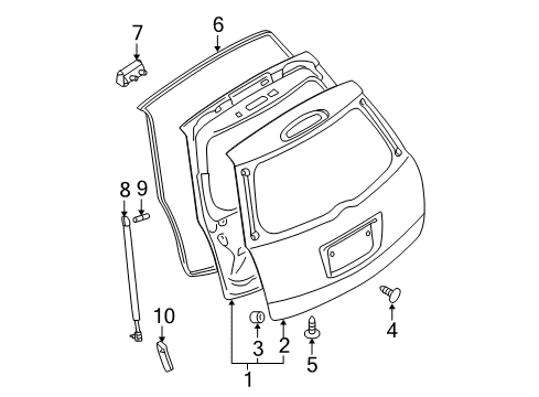 2008 Nissan Quest Lift Gate Door-Back, Outer Diagram for 90152-ZM030